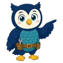 Ollie, the WH2L Hub cartoon owl mascot, pointing to something helpful