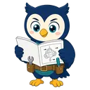 Ollie, the WH2L Hub cartoon owl mascot, reading a repair manual